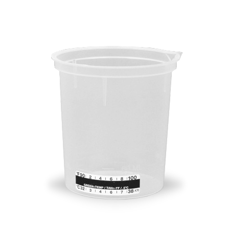 240 mL Beaker Style Collection Cup with Temperature Strip, 500/case